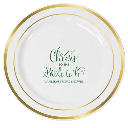 Cheers To The Bride To Be Premium Banded Plastic Plates